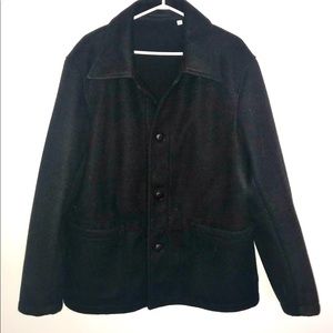 Uniqlo charcoal polyester coat. Military style.